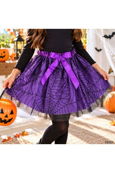 DD SHOP Fusta tutu mov-ngr panze-funda - Accesorii Halloween Fete