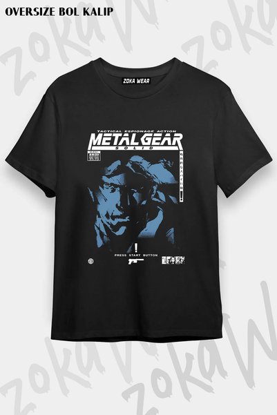ZOKAWEAR Unisex Siyah Solid Snake Metal Gear Solid T-Shirt 4671zw