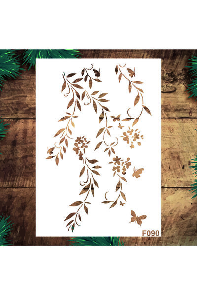 Stencil tasarım Stencil Tasarım F090 Sarmaşık - Dekoratif Duvar Ve Eşya Boyam...