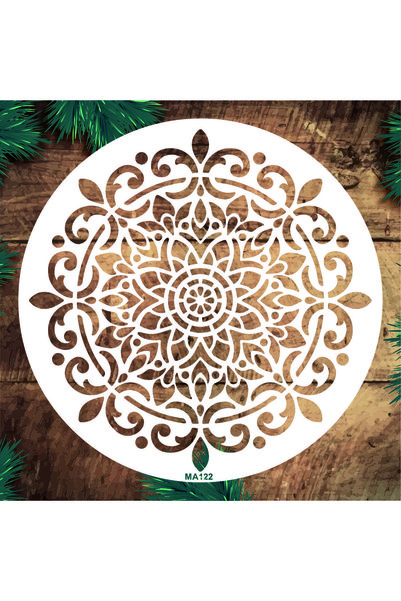 Stencil tasarım Stencil Tasarım Ma122 Mandala Duvar Ahşap Cam Boyama Deseni