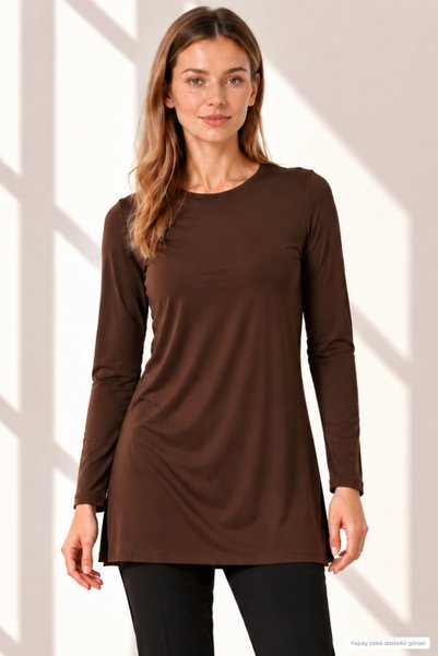 penyebizden Γυναικεία Viscose Full Lycra Tunic-Καφέ