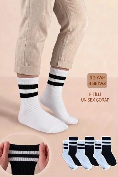 YASYAS 6 Pairs Unisex Adult and Children Tennis College Sports Socks