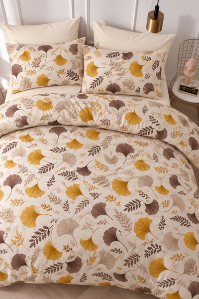 Cottessia Home Ginkgo Leaves Patterned Double Duvet Cover Set |   Cotton |   ...