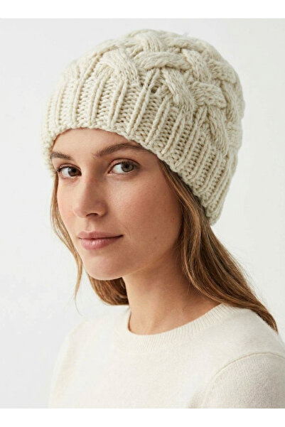 STELLA VESTİNO Hair Braid Patterned Soft Textured Women's Knitwear Beanie - W...
