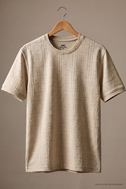 Maccali Ανδρικό T-Shirt Trend Relax Fit Με σχέδιο Beige Λινό