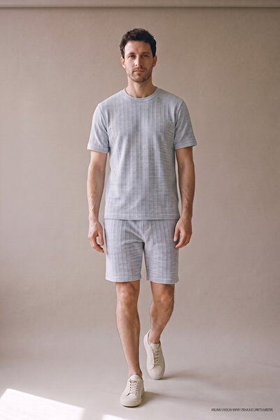 Maccali Ανδρικό μπλουζάκι Casual Με σχέδιο Premium Summer Blue Λινό