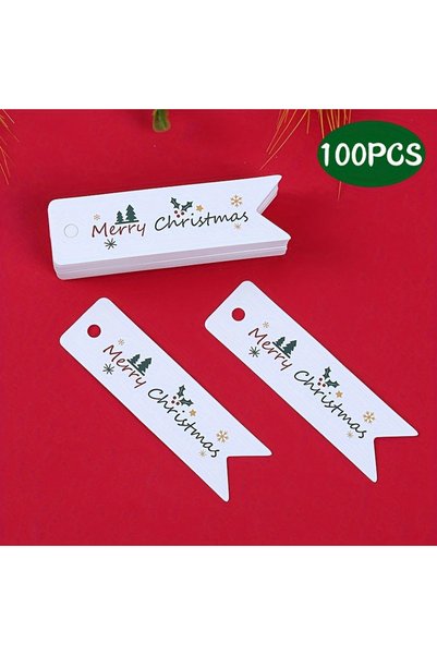 Choice As shown 100PCS 100PCS Matte Finish Christmas Gift Tags with String - ...