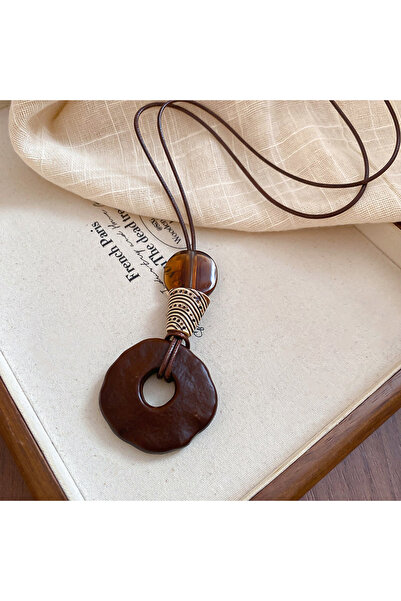 Choice Style12 Vintage Resin Wood Pendant Necklaces for Women Brown Irregular...