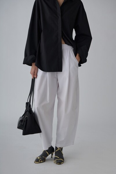 Suud Collection White Raya Washed Poplin Trousers