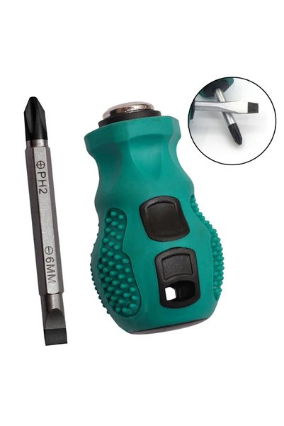 Choice1 2 in 1 Short Handle Screwdriver Set Magnetic Mini Portable Radish Hea...