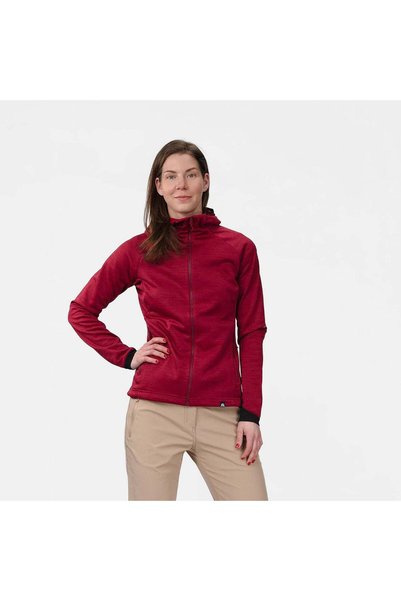 NORTHFINDER Bluza fleece melange cu gluga pentru femei Buin, Rosu