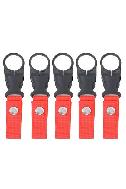 Choice حامل زجاجة ماء من نسيج أحمر - 5 قطع، مشبك متعدد الوظائف، مناسب للتسلق،...