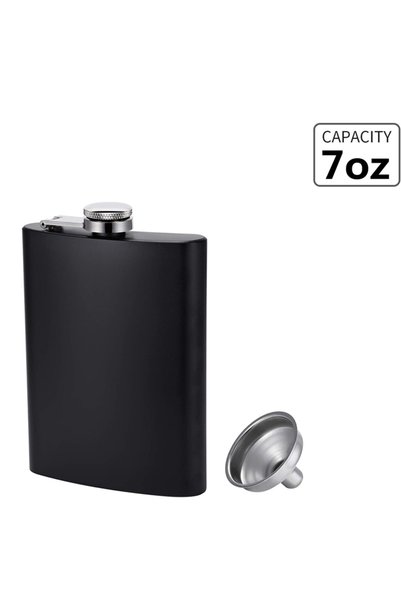 Choice 7oz LMETJMA Matte Black Hip Flask for Liquor Stainless Steel Leak proo...