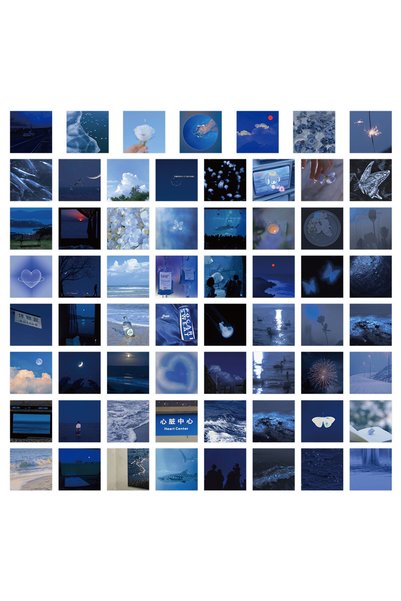 Choice 63PCS 63 Pcs Calming Blue Aesthetic Stickers - Serene Color Decals for...
