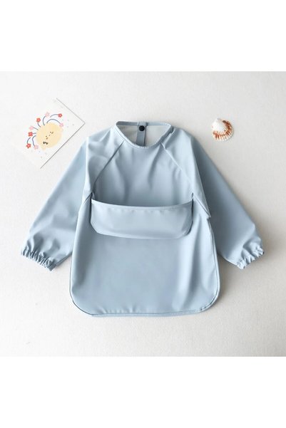 Choice14 M(1-3year) blue 1pcs Solid Color Painting Smock Baby's Soft Waterpro...
