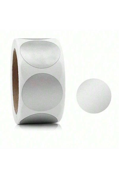 Choice5 Round - Silver 300Pcs Waterproof Scratch Stickers 2.5cm/1.0inch per R...