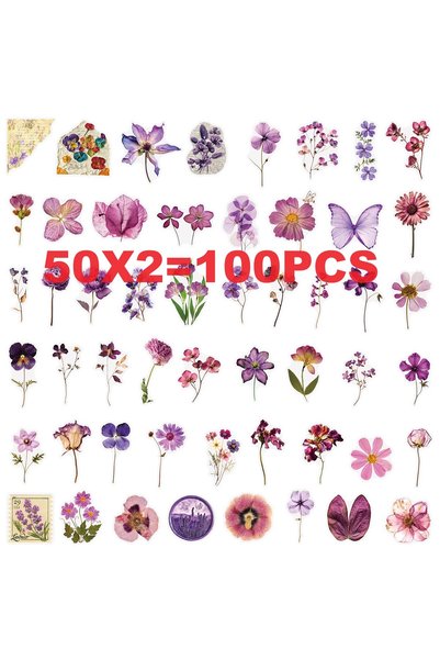 Choice 100 قطعة (50/100 قطعة) ملصقات زهور شفافة من البولي إيثيلين تيرفثالات (...