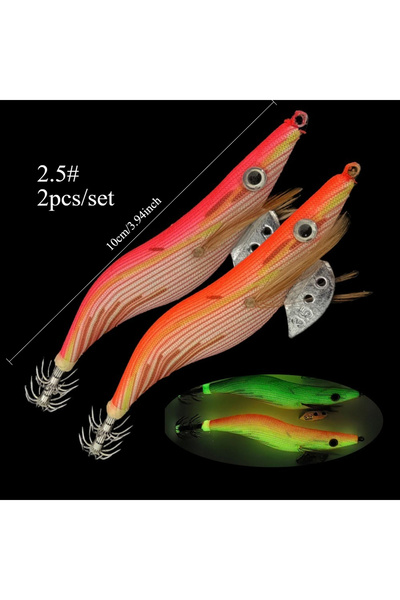 Choice 2pcs-Size2-5 Ackibbik 2pcs/set Glow Squid Jig Hook Shrimp Lure Saltwat...