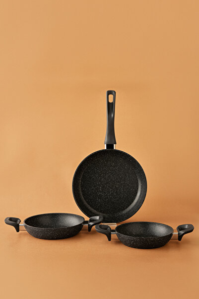Emsan Biogranit Dide 3-Piece Pan and Pot Set Black