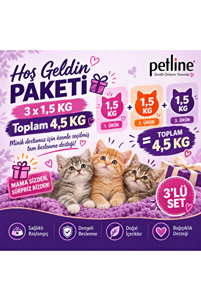Petline Hoş Geldin Paketi Yavru Kedi Maması 3'lü Set + 4 Adet 85 Gr Konserve ...
