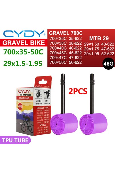 Choice 65mm 46G 700x35-50C 2PCS 46g CYDY TPU Inner Tube 700C GRAVEL Bike 700x...