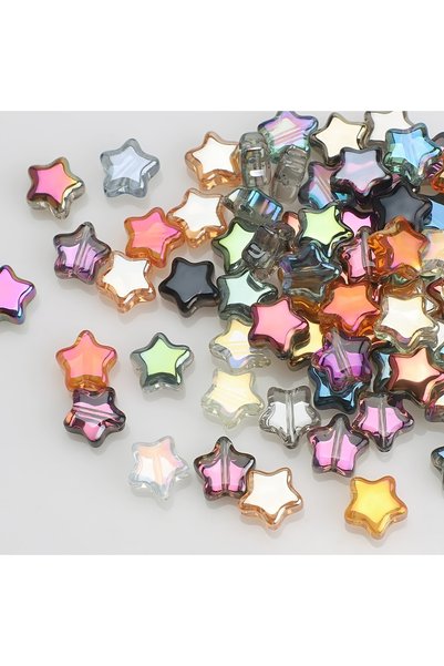 Choice MULTI 100Pcs/Lot Glass Star Beads 8mm Crystal Pentagram Pendants Jewel...