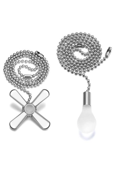 Choice Silver 2pcs Ceiling Fan Pull Chain Beaded Ball Extension Chains With L...
