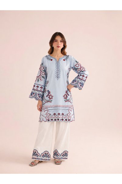 Bazm Mehfil Cambric Cotton 2-Piece Collection with Farshi Salwar
