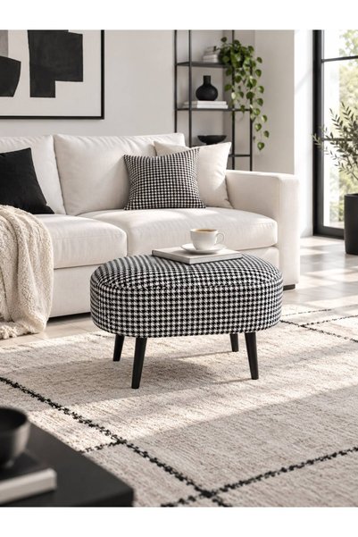 WEBPANYA Milano Oval Puf Bench Kazayağı Desenli