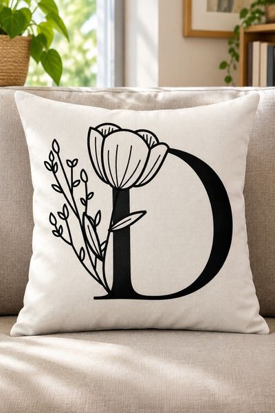 LadiesHome Lettered Cushion Cover - Letter D - 43x43 Cm