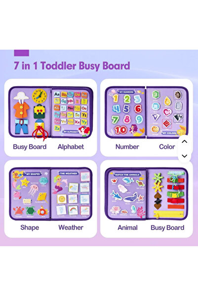 robokids Montessori felt busy book - purple mermaid | 8 in 1 activity bag