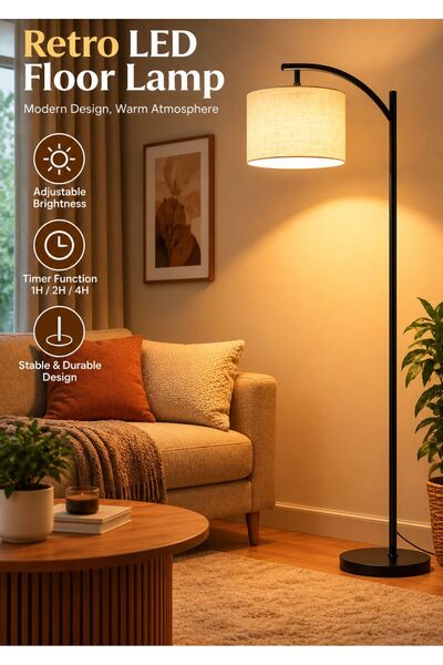 Generic Modern Retro Warm LED Floor Lamp 3 Colors Adjustable-158CM