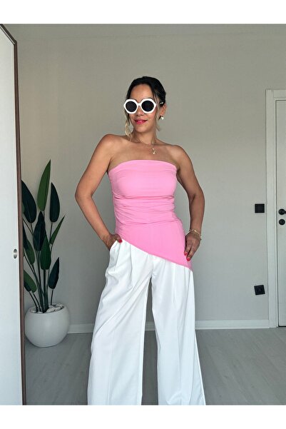 Rozella Butik Strapless Blouse Asymmetrical Cut