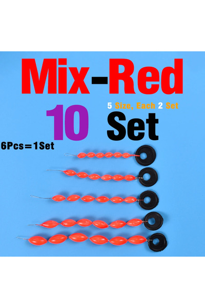 Choice Red Mixed 60Pcs/10Sets Fishing Float 6 In 1 String Type Seven Star Flo...