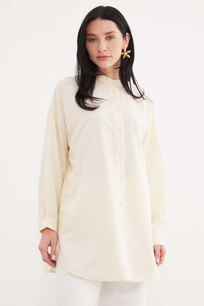 Fulla Moda Cămașă Fullamodest Basic cu guler înalt