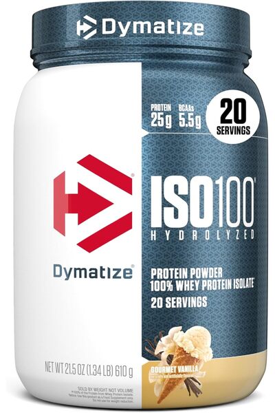 Dymatize ISO 100 Hydrolyzed whey protein isolate, Gourmet Vanilla, 1.34 LB