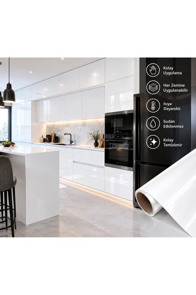 BLACK MASTER Folie autoadezivă albă pentru mobilier – Folie decorativă adeziv...