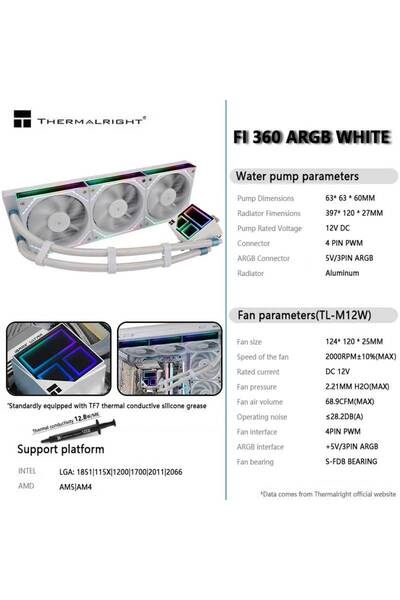 Choice White Thermalright FROZEN INFINITY 360 All-in-one water cooling radiat...