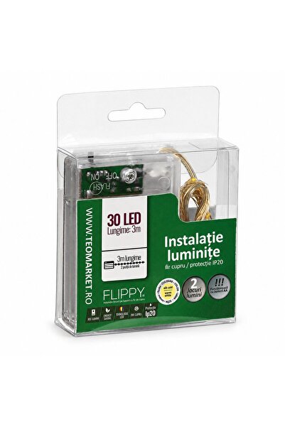 Flippy Instalatie Luminoasa de Craciun, Flippy, Tip Sir cu Fir din Cupru, 30 ...