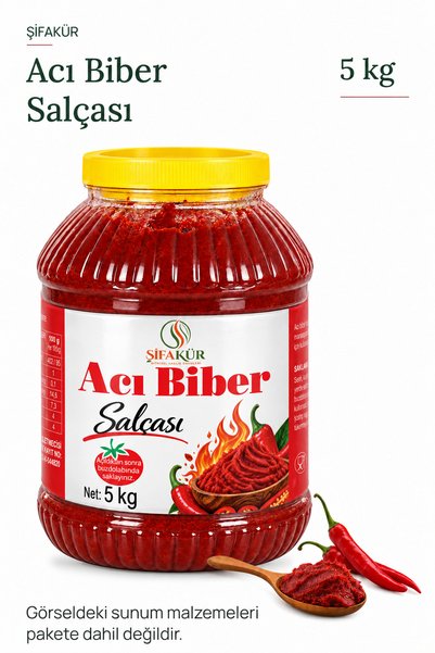 ŞİFAKÜR BİTKİSEL SAĞLIK ÜRÜNLERİ Acı Biber Salçası 5 kg - Bidon Ambalaj