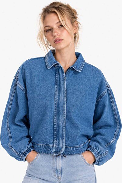 HAKKE Kadın Kol Kısa Denim CEKET