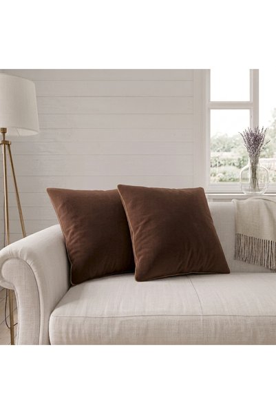 Bc Home Set of 2 Gold Colored Brown Throw Pillow Covers with Edged Edges, Sof...