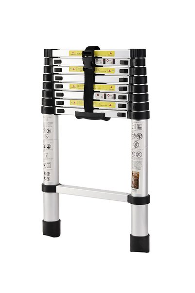 Lawazim Telescopic Ladder - 2.6m Folding Ladder - 8 Step Lightweight Ladder w...
