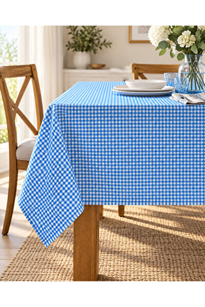ROZET TEKSTİL Wrinkle-Free Multi-Purpose Tablecloth & Picnic Mat Gingham Patt...