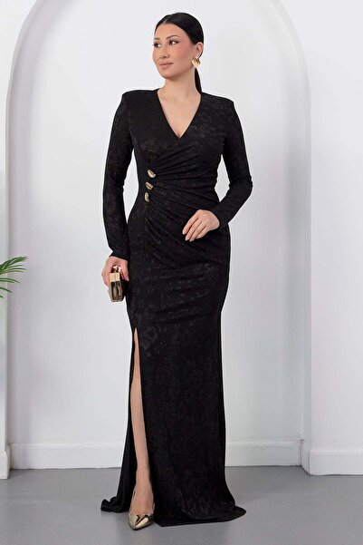 PULLIMM Double-Breasted Collar Buckle Long Sleeve Dress K-262703