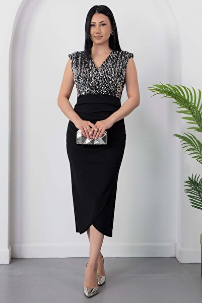 PULLIMM Rochie creponată fără mâneci cu guler dublu GRS3820