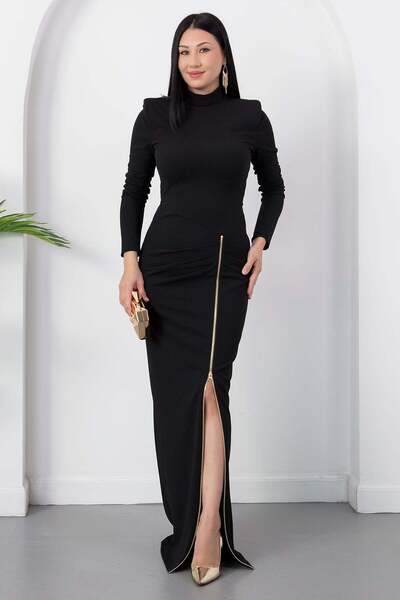PULLIMM Rochie din crep cu guler înalt, mânecă lungă și fermoar K-262789