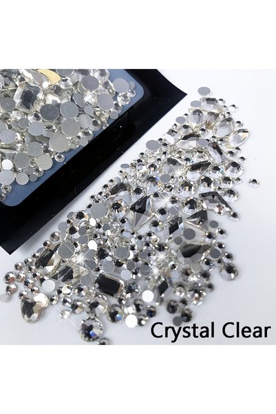 Choice ZD114-1 1Bag 3D AB/Clear Mixed-Shaped Round Nail Art Charms Sparkly Fl...
