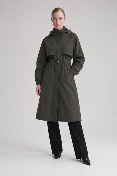 Levidor Windbreaker Detailed Trench Coat Khaki