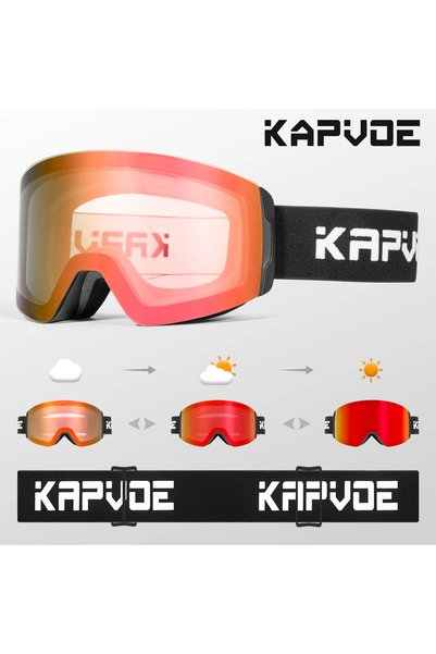 KAPVOE Photochromic-01 Photochromic Ski Goggles Magnetic Anti-Fog Lenses UV40...